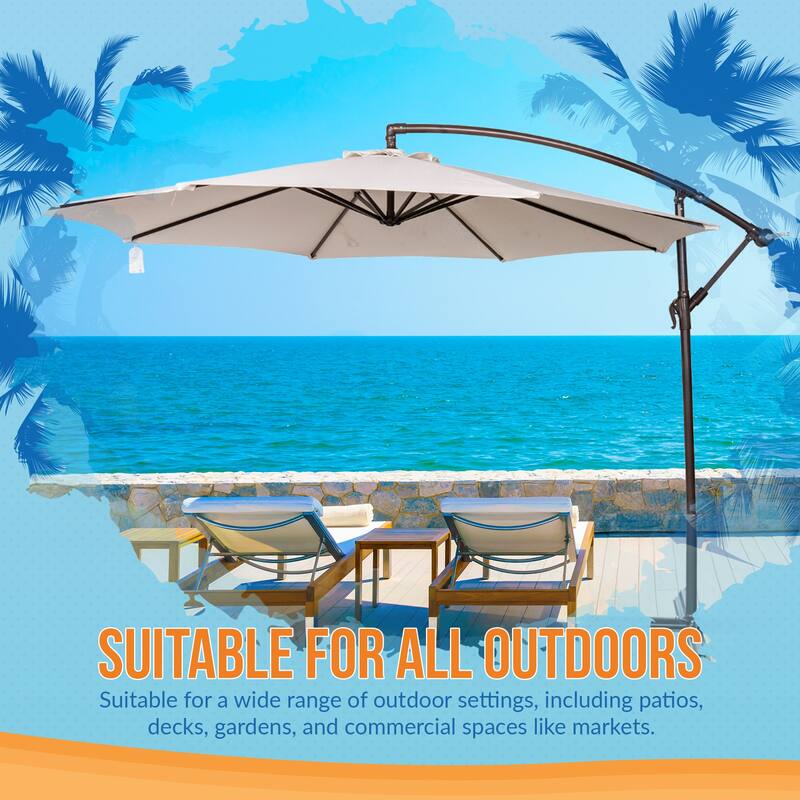 Island Umbrella Captiva 10-ft Octagonal Cantilever Umbrella with Base - Breez-Tex Canopy