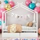 preview thumbnail 10 of 16, Full Size Roof Design Metal House Platform Bed with Two Storage Drawers,Headboard and Footboard For Bedroom White