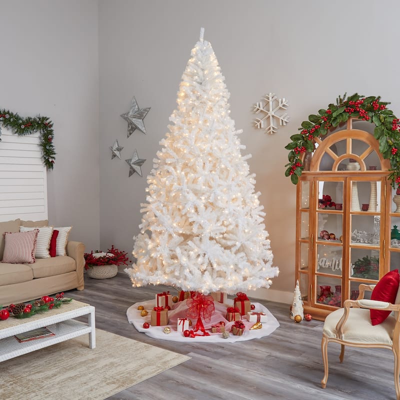 11ft. White Artificial Christmas Tree with 2720 Branches and 1000 LED Lights - Grand Holiday X-Mas Centerpiece