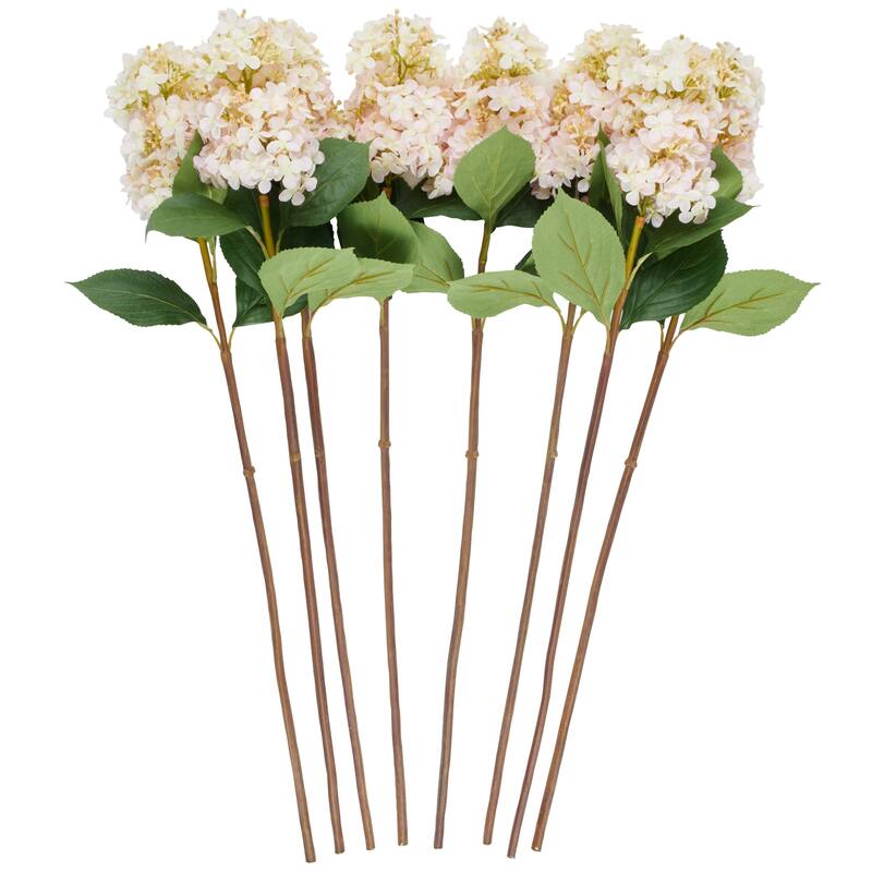 Faux Foliage Hydrangea Tall Artificial Flower Stem - Set of 8 - Roche River Decor - Pink - Pink