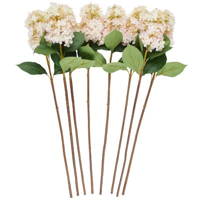Faux Foliage Hydrangea Tall Artificial Flower Stem - Set of 8 - Roche River Decor - Pink
