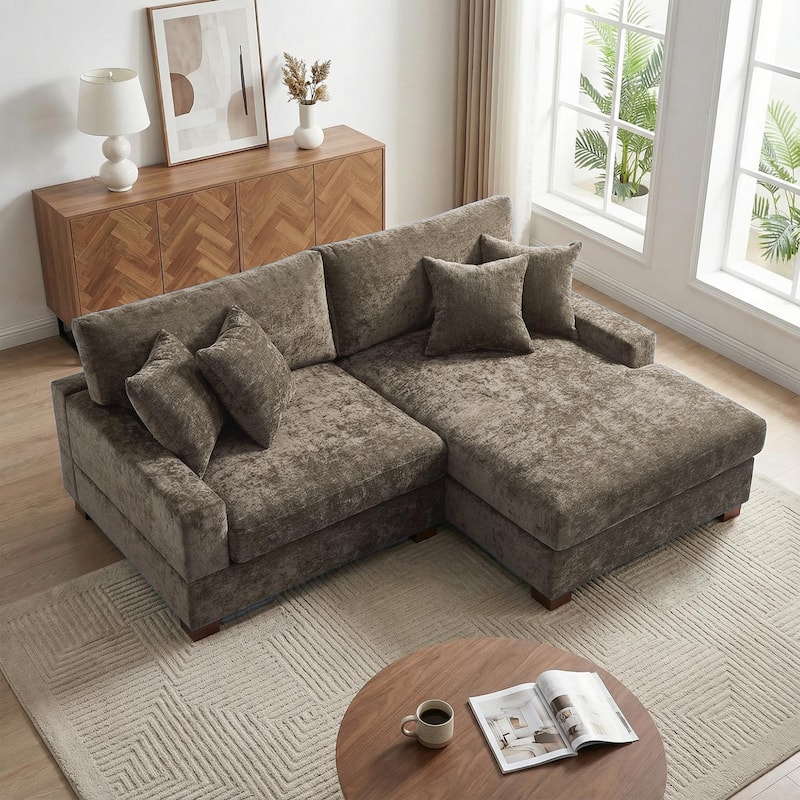 Oversized Modern Chenille Modular Sectional Sofa with Chaise