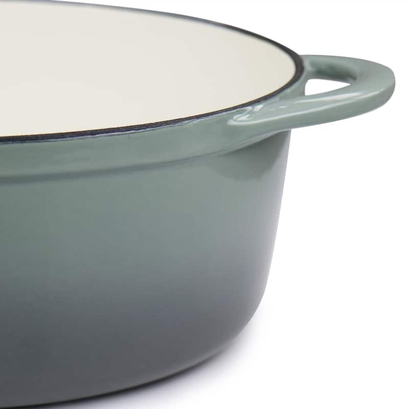 7 Quarts Oval Enameled Cast Iron Dutch Oven in Smoke