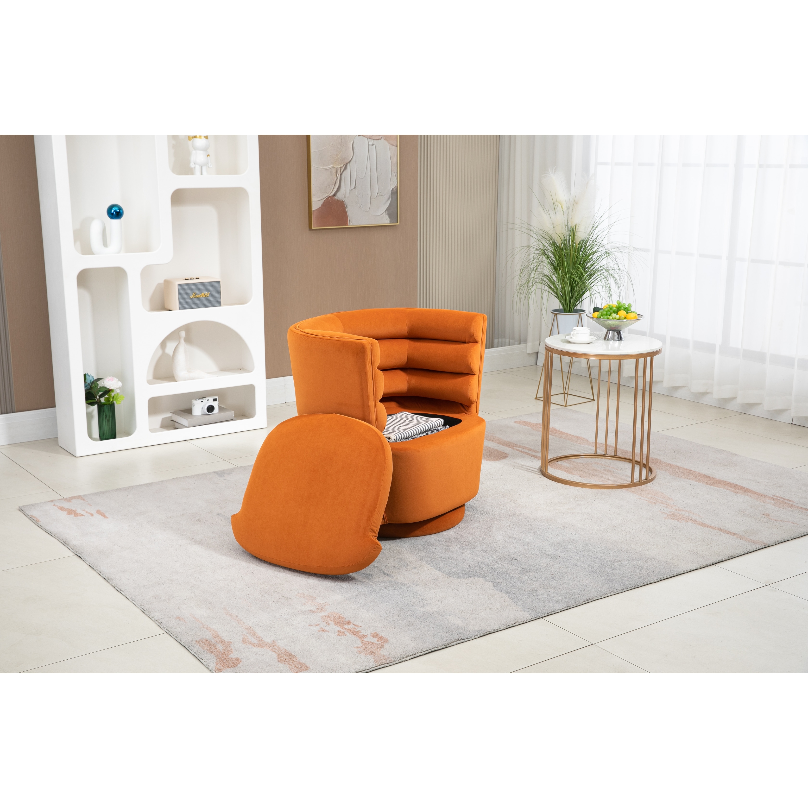 Swivel Barrel Chair Cozy Round Accent Chair with Built in