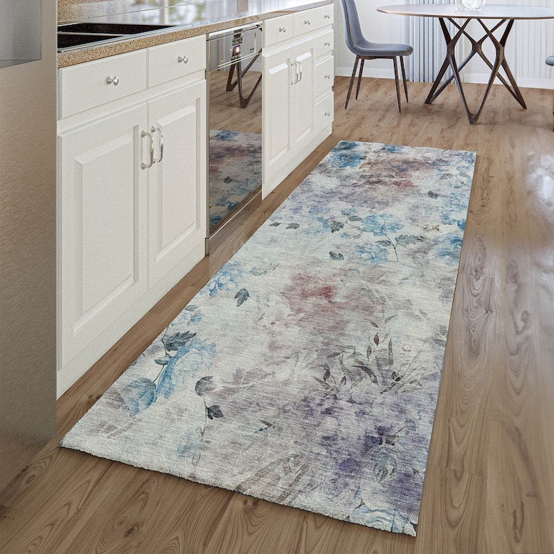 Premium Washable Super Soft Modern Floral Mayfield Rug - Blue - 2' 3" x 7' 6" - Runner