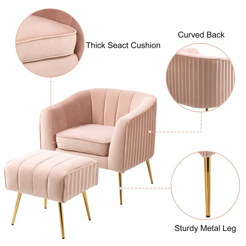 Velvet Shell Shaped Chair with Gold Tone Legs