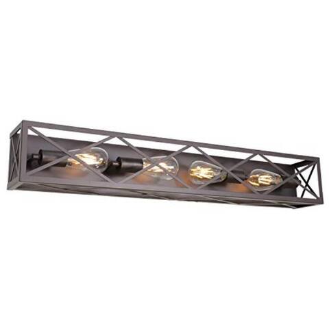4 light farmhouse wall mounted lighting fixture with rubbed bronze finish