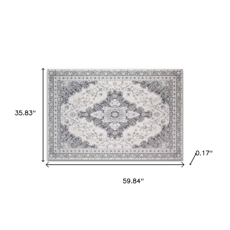 HomeRoots Medallion Traditional Rectangle Area Rug