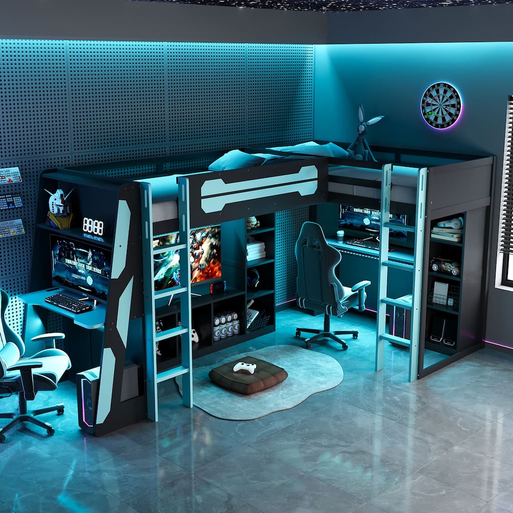 Esports Bed Gaming Loft Bed for PS PC Gamers Gaming Room