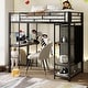 preview thumbnail 5 of 9, Twin Size Metal Loft Bed with Built-in Wardrobe, Desk & Shelves, Black