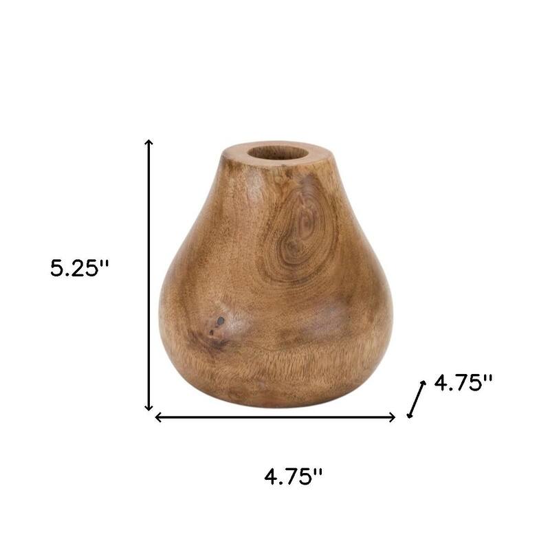 Set of Three Natural Wood Bud Table Vases - 4.75