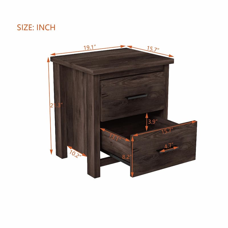 Vintage Wooden Nightstand with Two Drawers