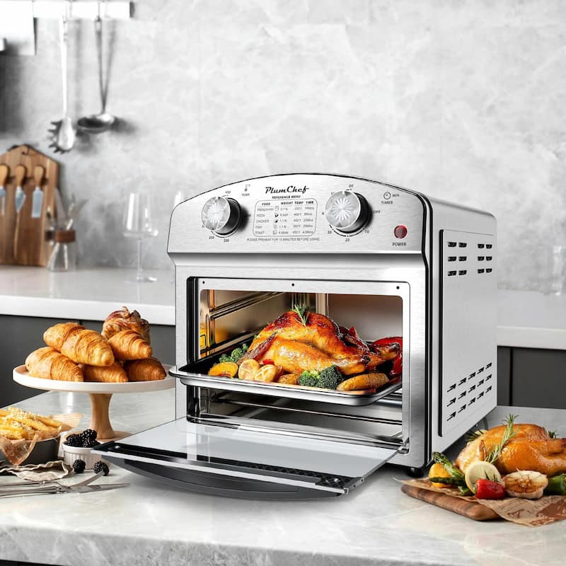12.5 Quart 7-in-1 Convection Toaster Oven, 1500W, Stainless Steel, with 5 Pre-Set Menus