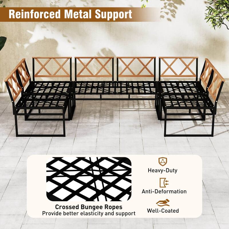 Costway 6 PCS Outdoor Sectional Sofa Set Metal Conversation Set with - See Details