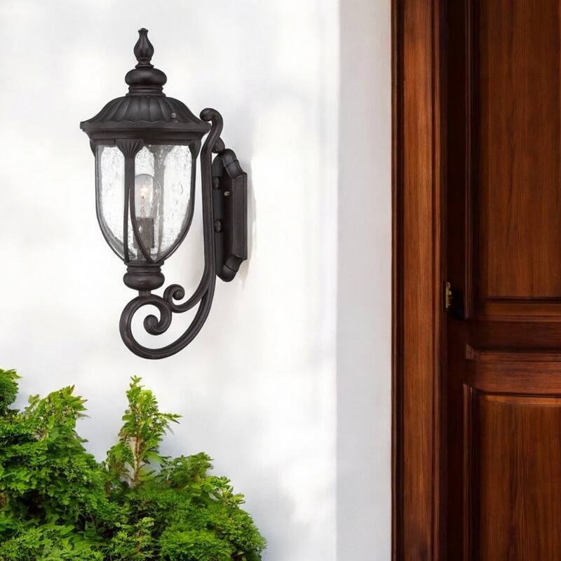 Aluminum XL Outdoor Wall Lantern Light with Seeded Glass Hardwired - 11.5” x 9” x 22.5” (D x W x H)