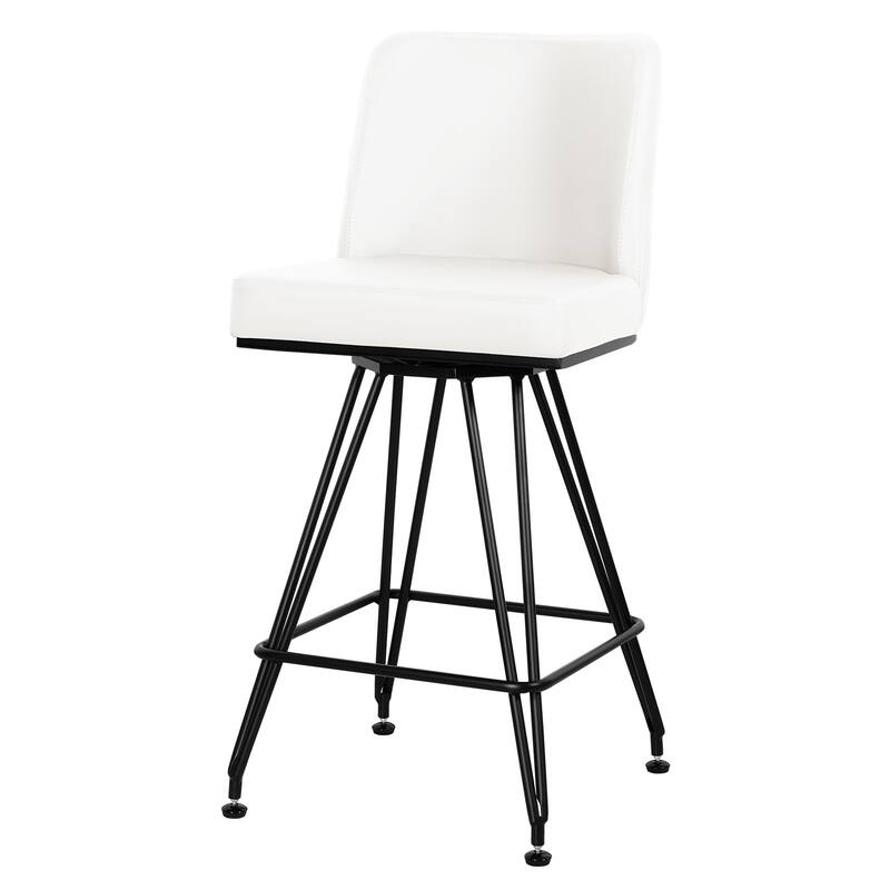 26" Leather/Velvet Swivel Counter Height Bar Stools - 38.2"H x 17.7"W x 19.1"D