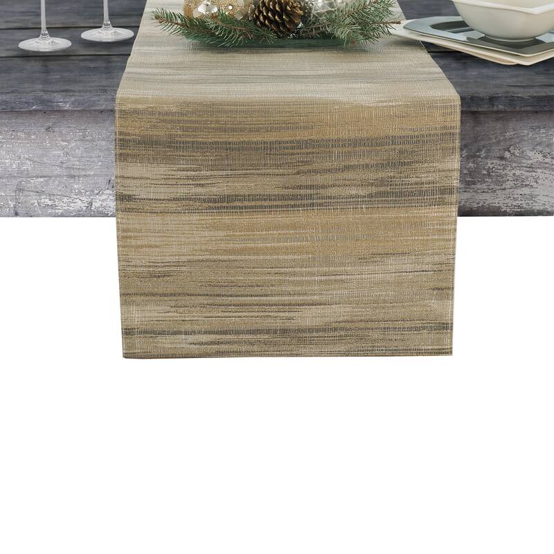 Villeroy and Boch Radcliffe Beige/Grey Shimmer Jacquard Table Runner - 16" w x 72" l