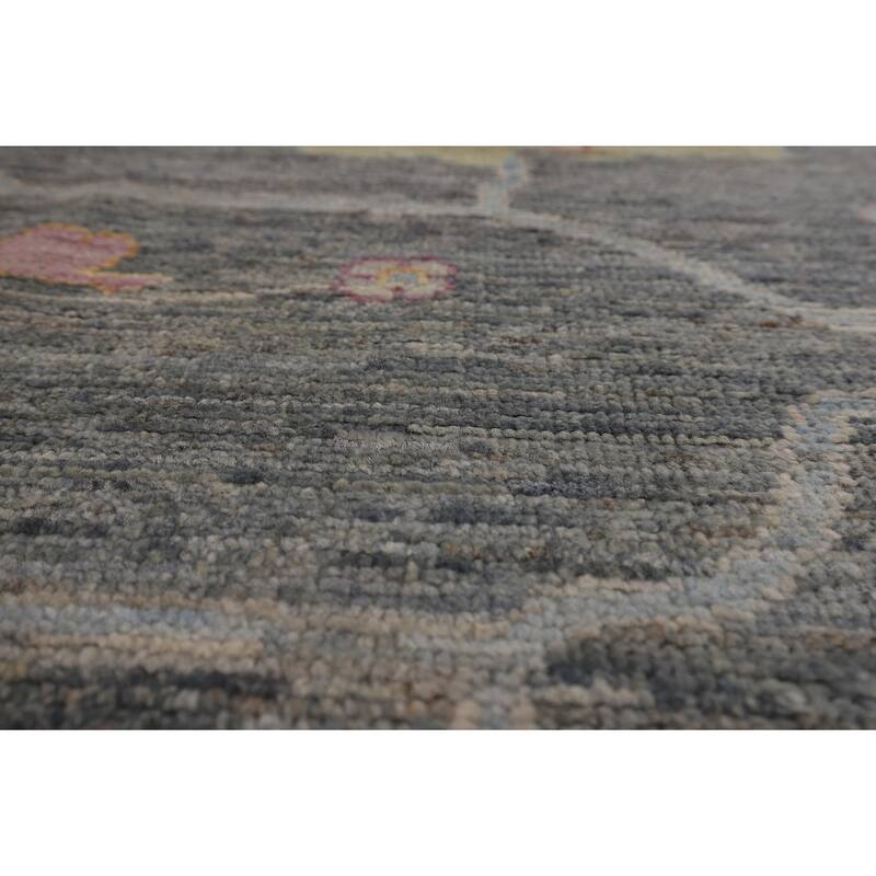All-Over Gray Oushak Vegetable Dye Large Area Rug Handmade Wool Carpet - 10'1"x 13'8"