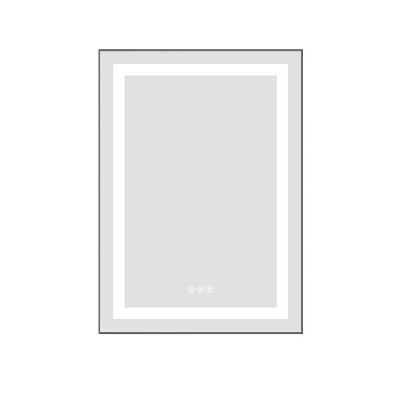 24" x 32" LED Bathroom Mirror with Front and Backlight, Wall Mounted Vanity Mirror with Aluminum Frame, Anti-Fog