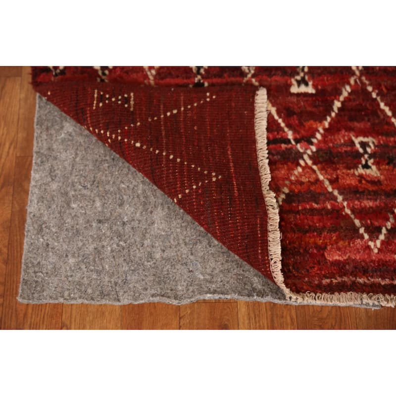 Trellis Moroccan Oriental Area Rug Hand-Knotted Red Wool Carpet - 6'10" x 9'6"