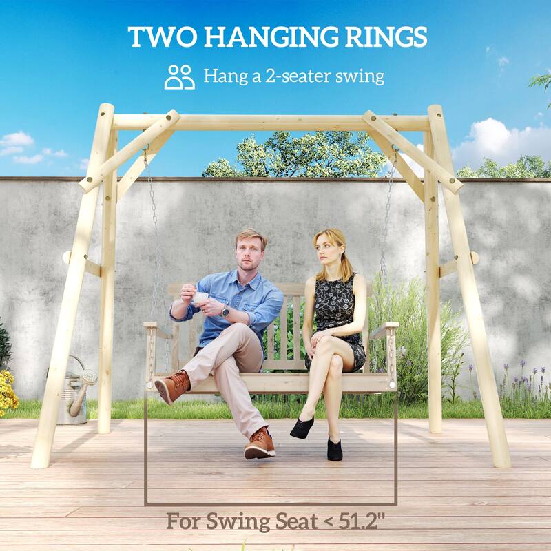 Outsunny 660 lbs Porch Swing Frame, Heavy Duty A-Frame Wooden Swing Stand for DIY Painting