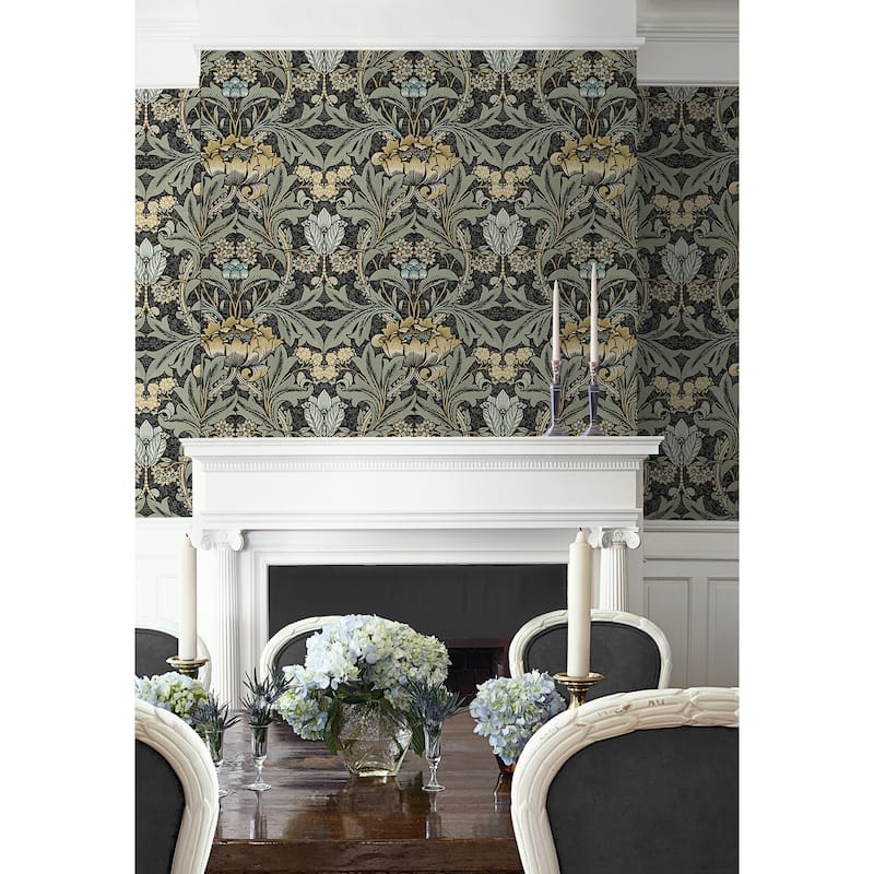 NextWall Acanthus Floral Peel and Stick Wallpaper