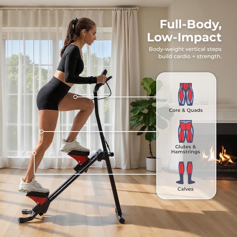 Sunny Health & Fitness Smart Foldable Stair Climber with Resistance Bands - SF-S025005