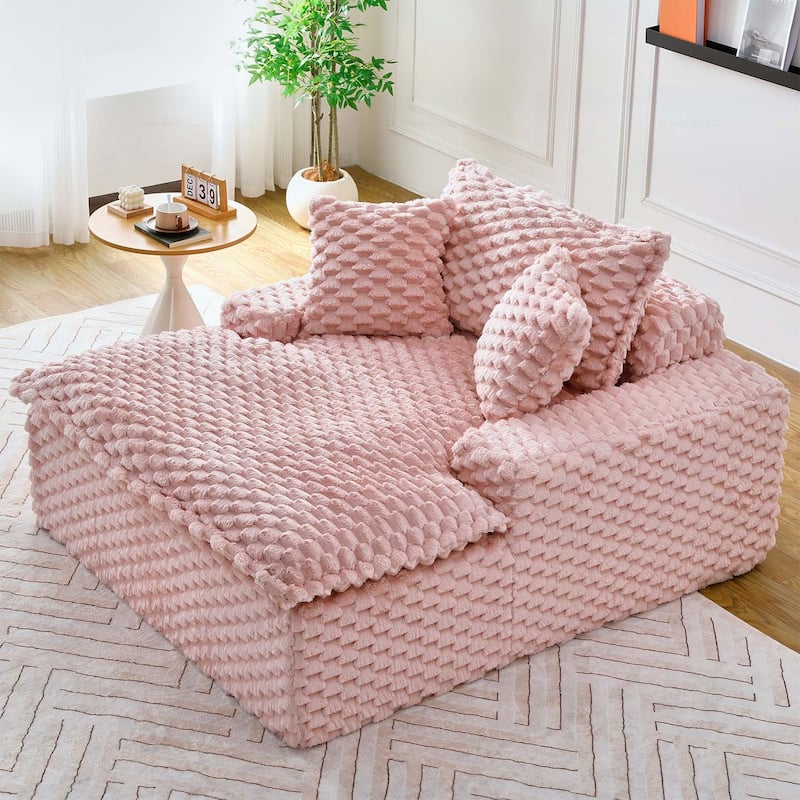 51-Inch Comfort-Bearing Sofa with Two Pillows and One Backrest,Ideal for Bedrooms and Living Rooms in Various Styles - Pink