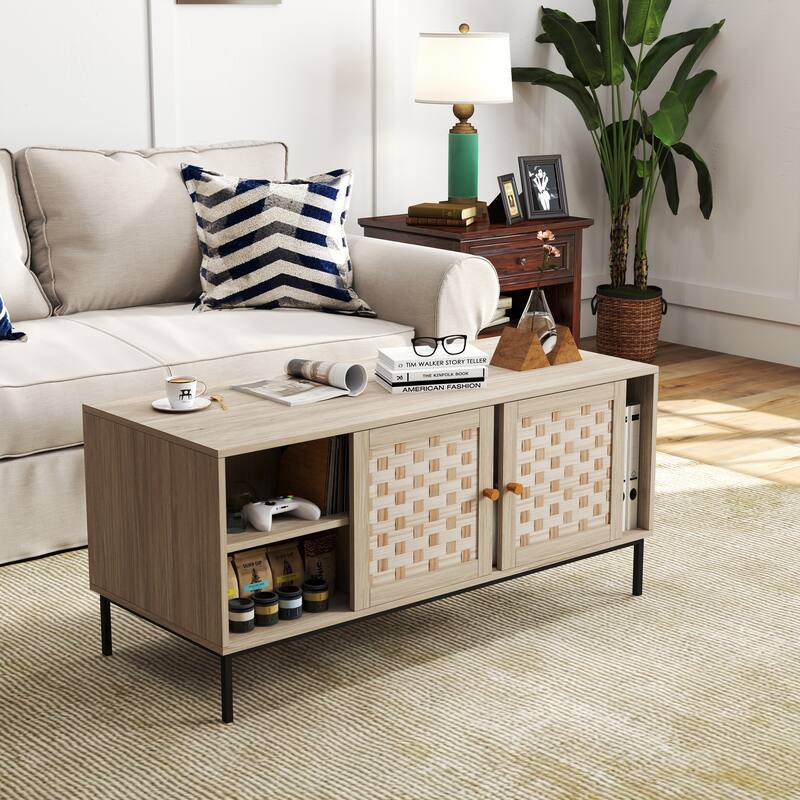 Elegant Veener Weaving Design Coffee Table
