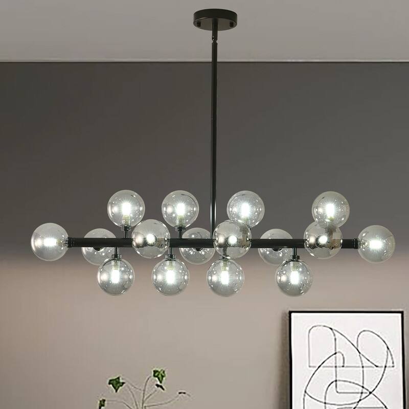 16 Light Modern Sputnik Chandelier Kitchen island Pendant Lights island - 37.4in - Black and Grey