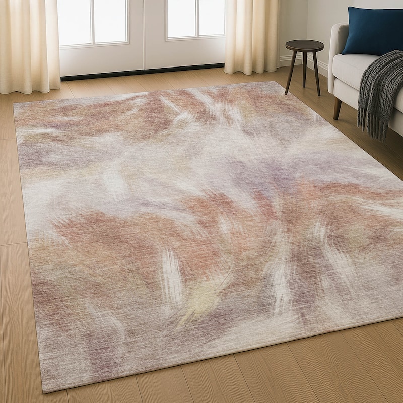 Premium Washable Super Soft Contemporary Blur Mayfield Rug - Copper - 10' x 14'