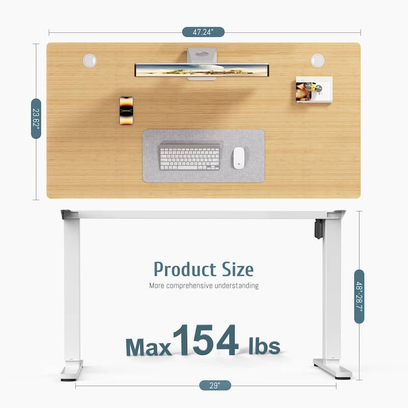 Standing Desk Adjustable Height, Electric Sit Stand up Desk for Home Office, Modern Rising Work Table for Computer,Workstation