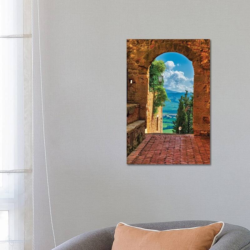 iCanvas "Arch With The View Of The Tuscan Countryside, Pienza, Tuscany, Italy" by George Oze Canvas Print - 26x18x1.5