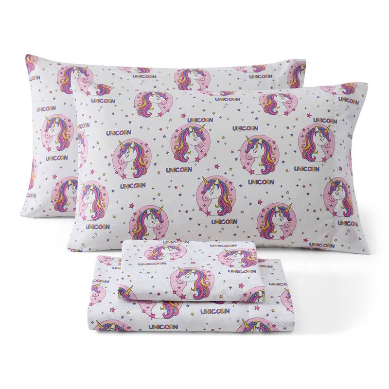 HLC.ME Printed Kids Bed Sheets - Patterned Bed Sheet Set - Wrinkle Resistant & Ultra Soft - For Mattresses up to 15 Inches Deep