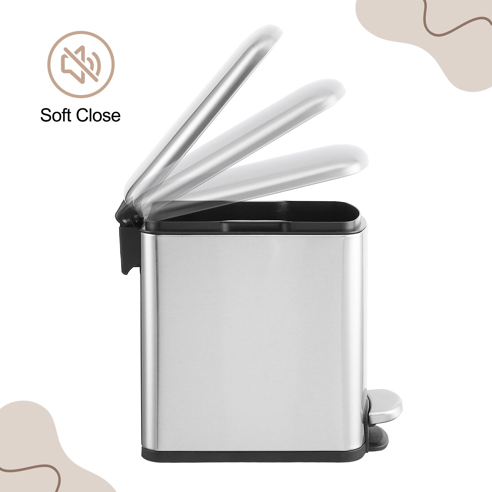 Compact Garbage Cubes SIDIANBAN 1.6 Gal Steel Step Trash Can, Compact Garbage Bin With Lid ...