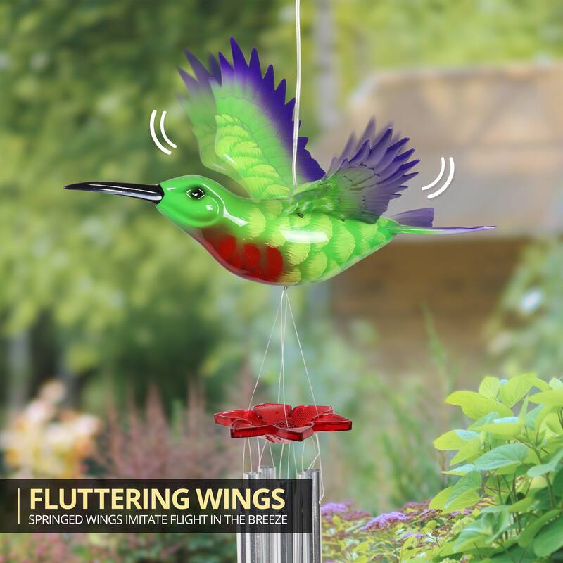 Exhart Solar WindyWings Bird Wind Chime, 10 by 9 Inches