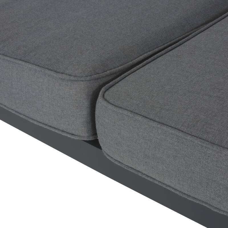 Roomfitters 4-Piece Outdoor Aluminum Patio Sofa Set with V-Shaped Sectional and Coffee Table, Gray