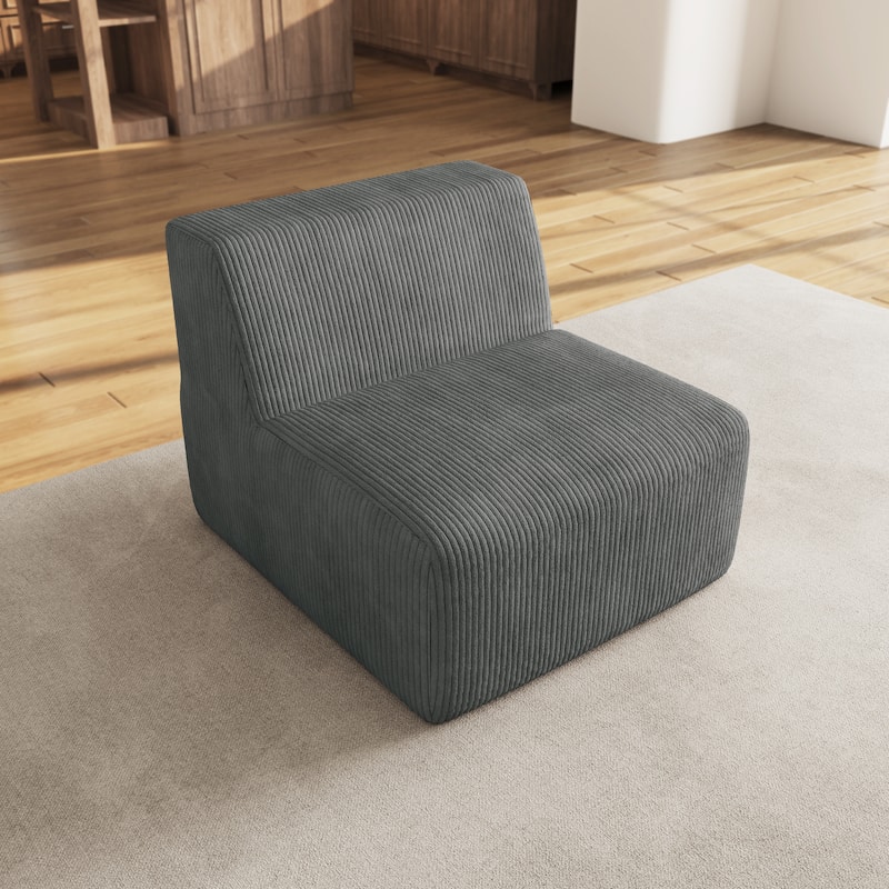 Modern 34" W Upholstered Fully Sponge Molded Armless Accent Chair