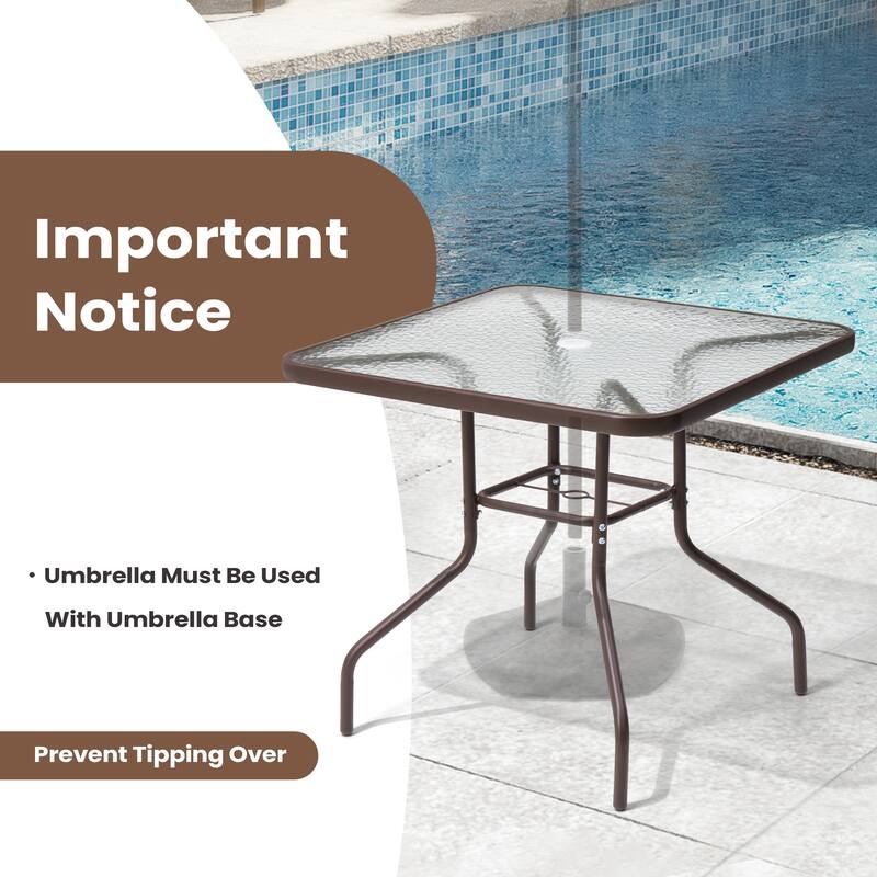 Pellebant Outdoor Dining Table with Umbrella Hole - See the Picture Images