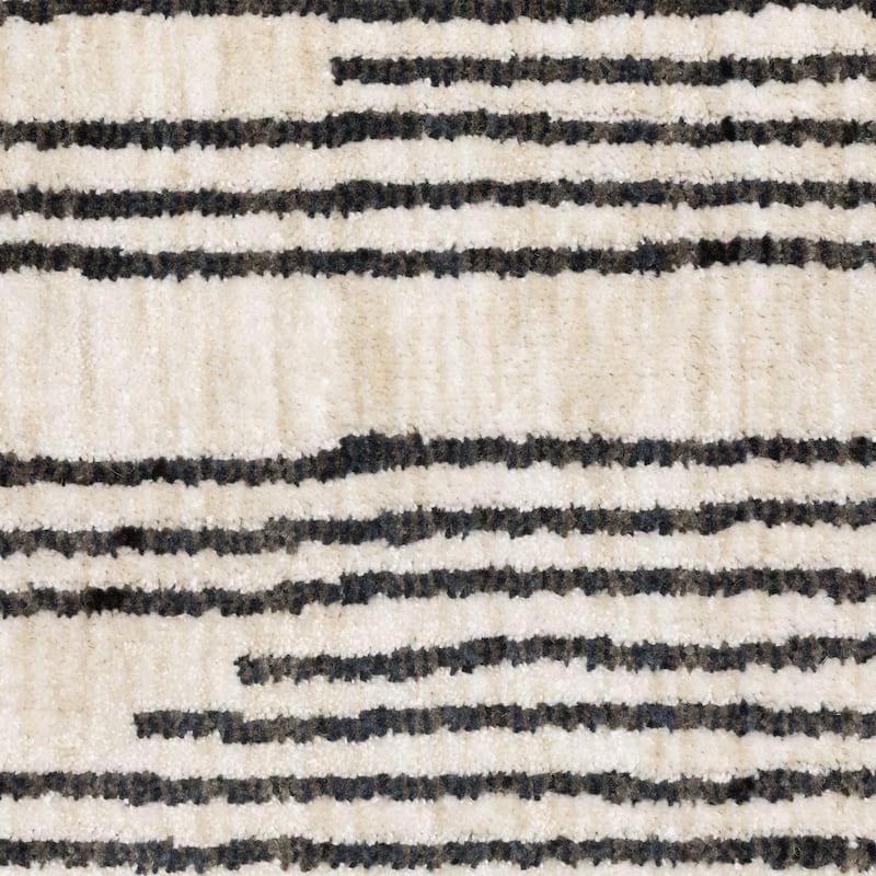 Hansel Etched Stripes Black/ Beige Area Rug