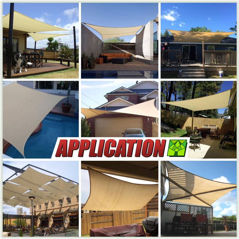 ColourTreeUSA Square Waterproof Sun Shade Sail HDPE Mesh Fabric Screen Canopy UV Block 220 GSM