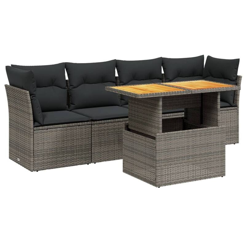 vidaXL Patio Sofa Set with Cushions Table and Modular Sofas 5 Piece Poly Rattan - 21.7 x 39.4 x 28.7