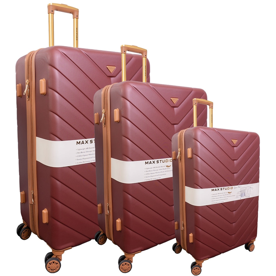 Max Studio 3 Piece Athens Expandable Lightweight Durable Suitcase Double  Spinner Wheel Luggage Set - Bed Bath & Beyond - 41542881