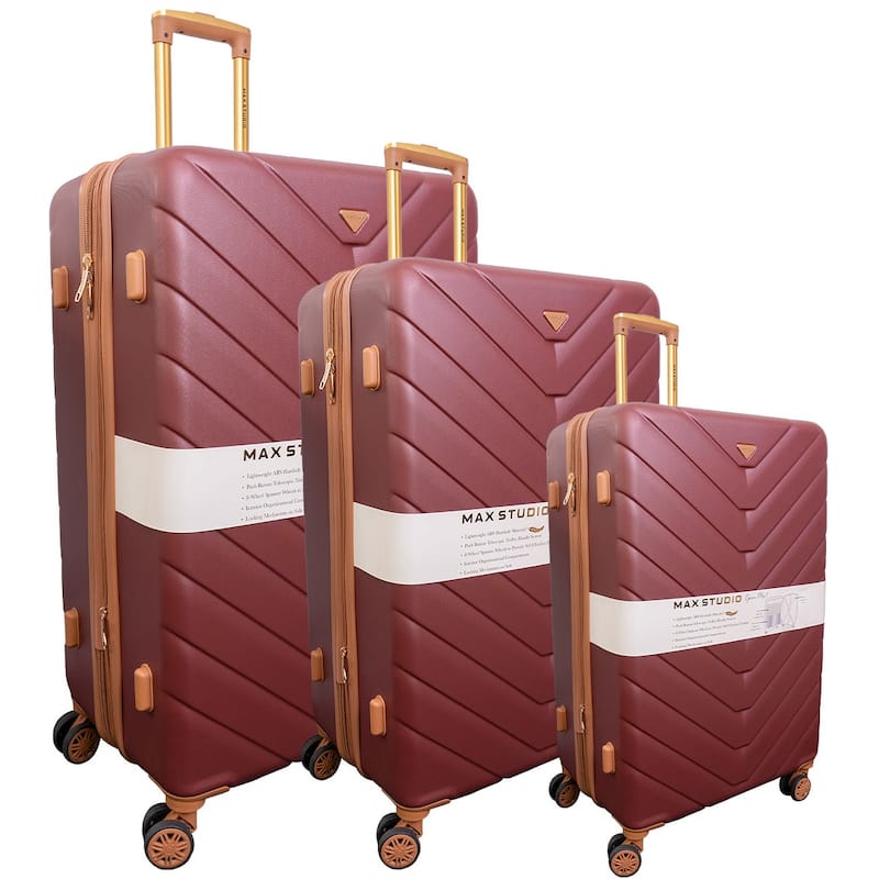 Max Studio 3 Piece Athens Expandable Lightweight Durable Suitcase Double Spinner Wheel Luggage Set