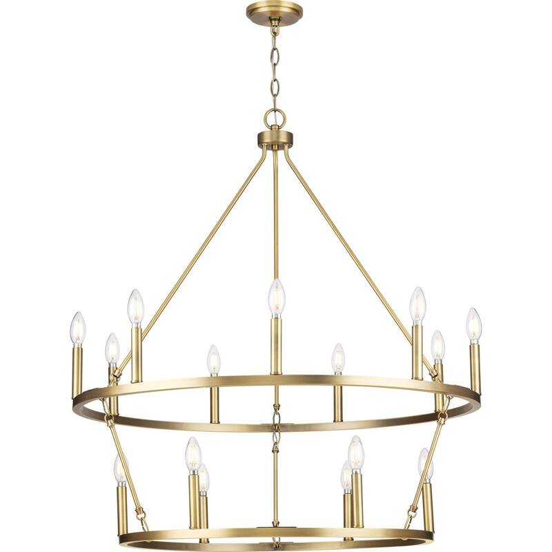 Gilliam Collection Nine-Light Vintage Brass New Traditional Chandelier - 35.5 in x 35.5 in x 38.37 in