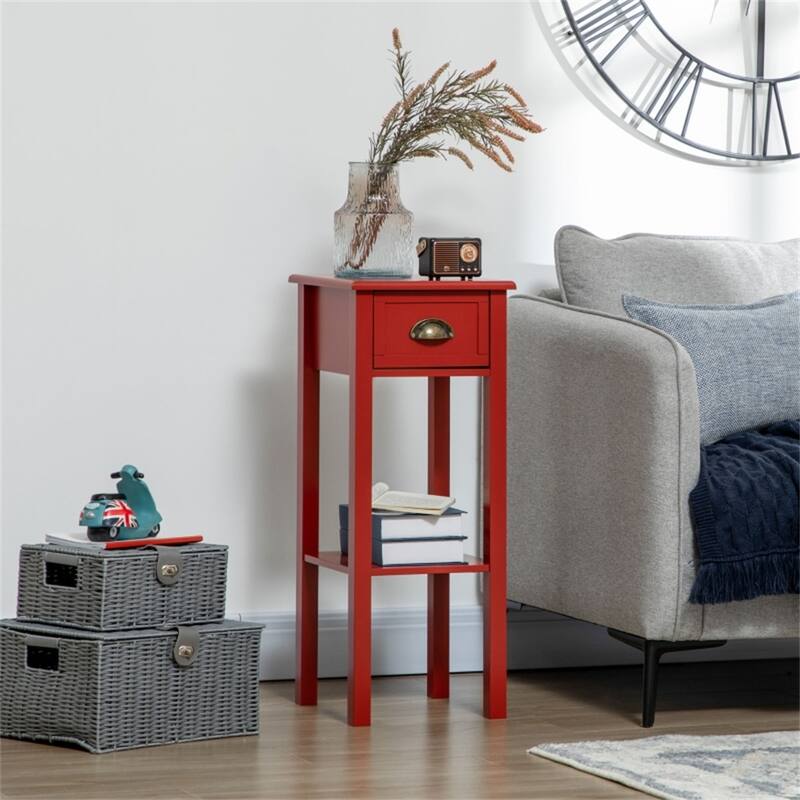 Lightweight and Stylish Bedroom Side Table with Storage Drawer and Bottom Shelf Ideal for Small Spaces