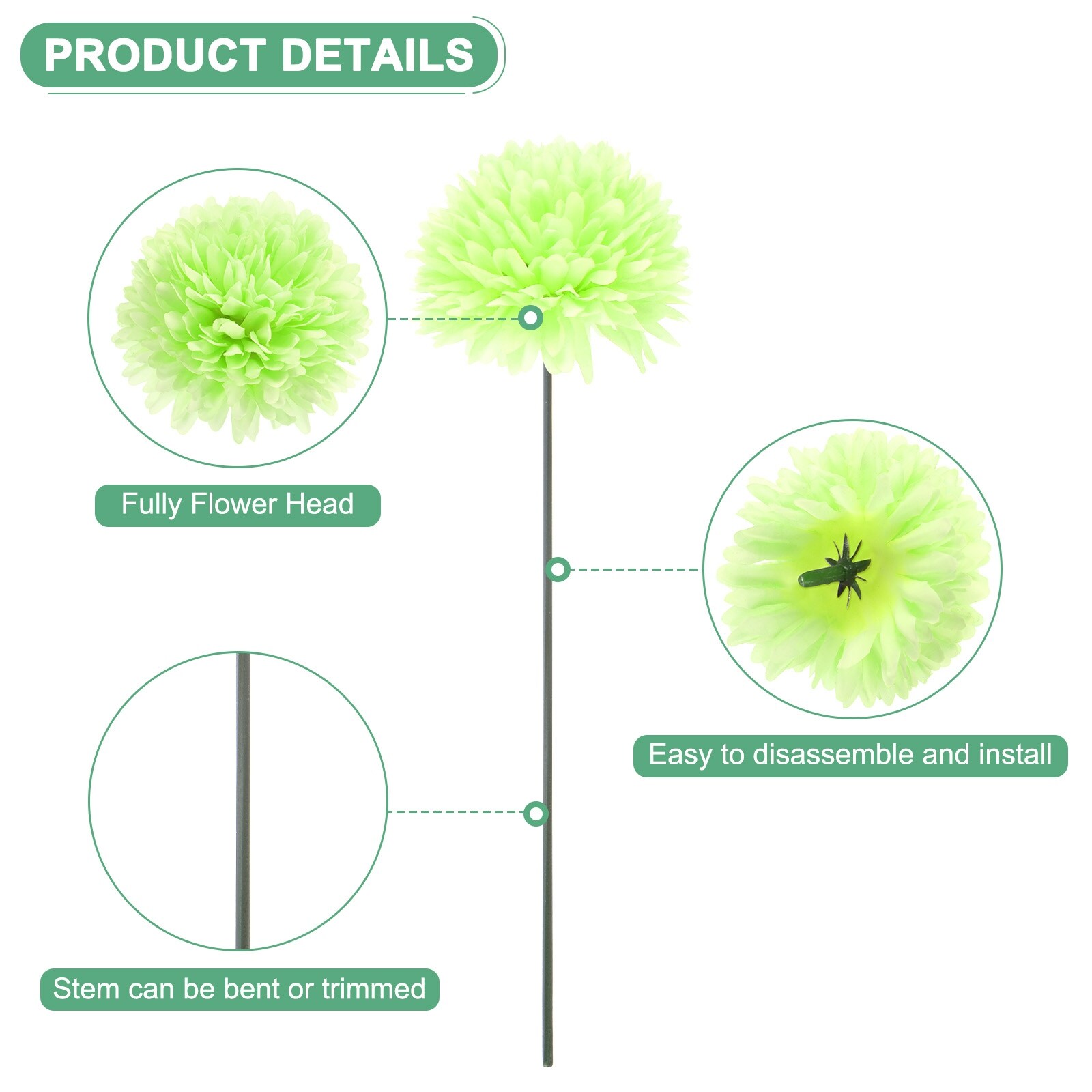 Artificial Chrysanthemum Ball Flowers for Home Decor - 30cm