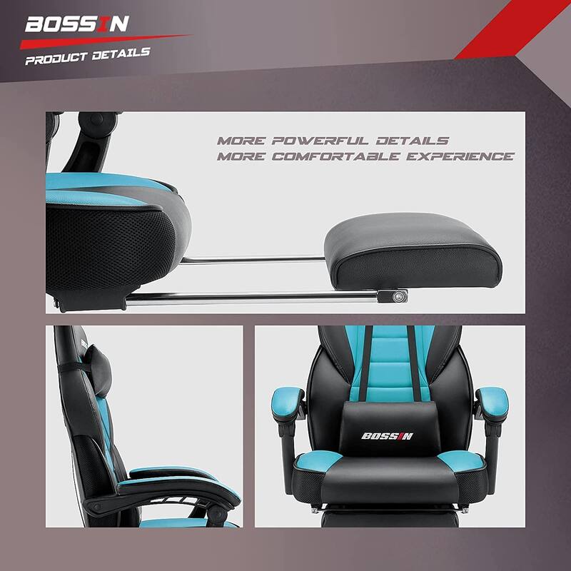 BOSSIN Racing Style Gaming Chair,400 lbs Big and Tall gamer chair High Back Computer Chair