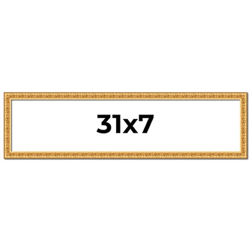 31x7 Frame Gold Real Wood Picture Frame Width 1 inches | Interior