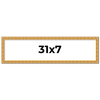 31x7 Frame Gold Real Wood Picture Frame Width 1 inches | Interior